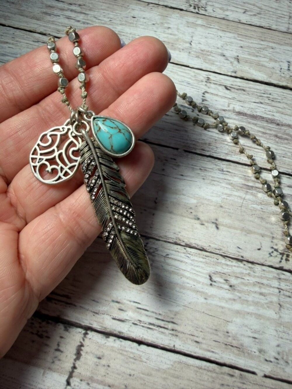 Lucky Brand Silver Charm Necklace 18"